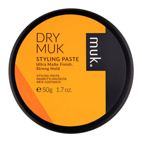MUK Haircare Dry Ultra Matte Styling Paste bottle showing strong hold and control