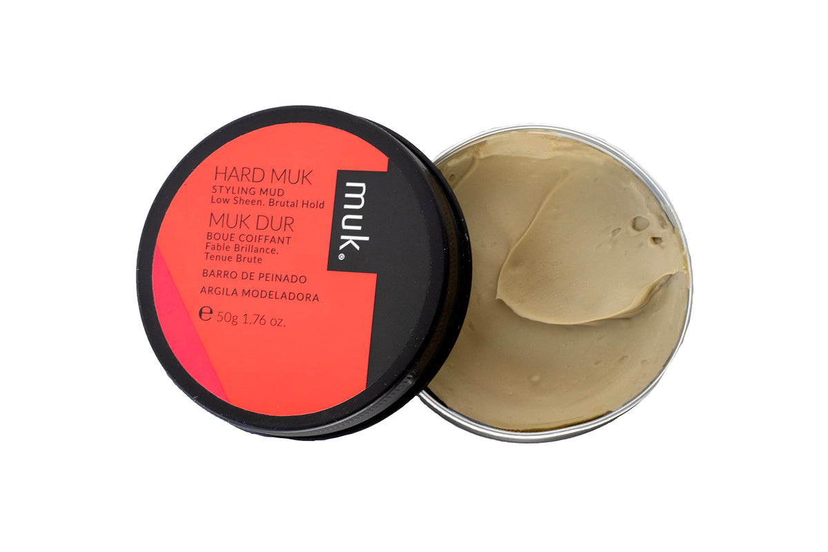 MUK Brutal Hold Mud reveals textured hair with matte finish and added body