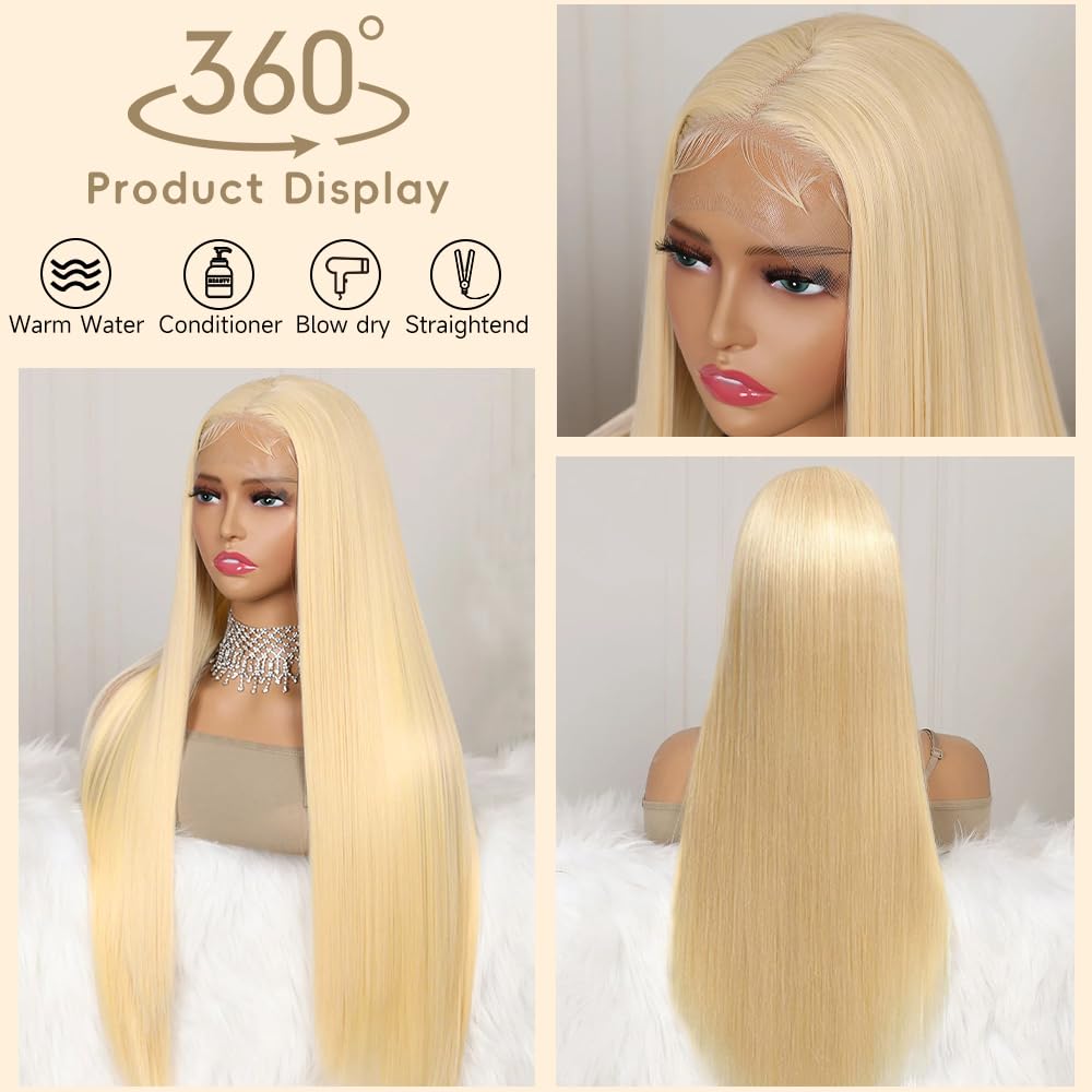 Mululi blonde 613 human hair wig highlighting soft, silky texture for versatile styling.