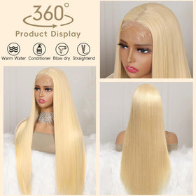 Mululi blonde 613 human hair wig highlighting soft, silky texture for versatile styling.