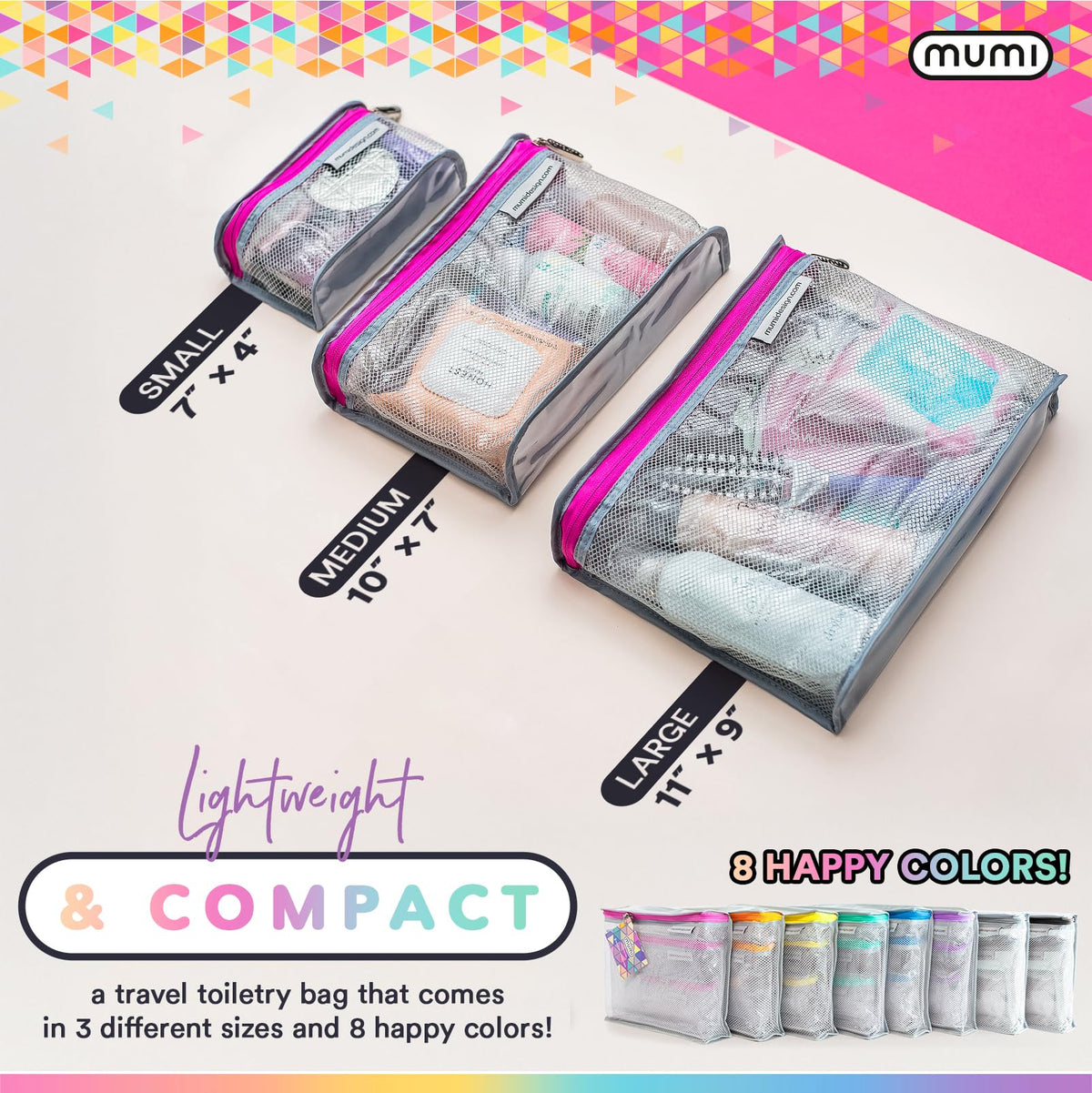 MUMI skincare bag packing utility for efficient travel prep