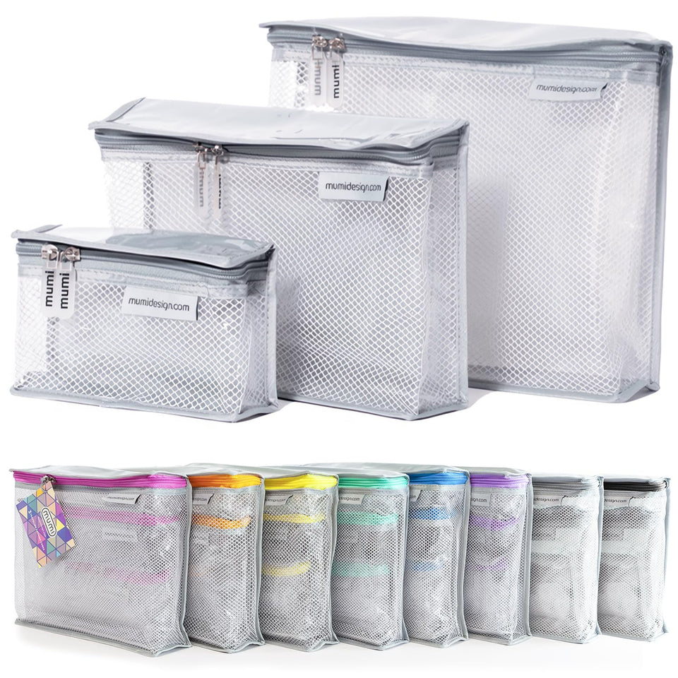 MUMI clear travel bags show contents for quick, visible packing at the airport