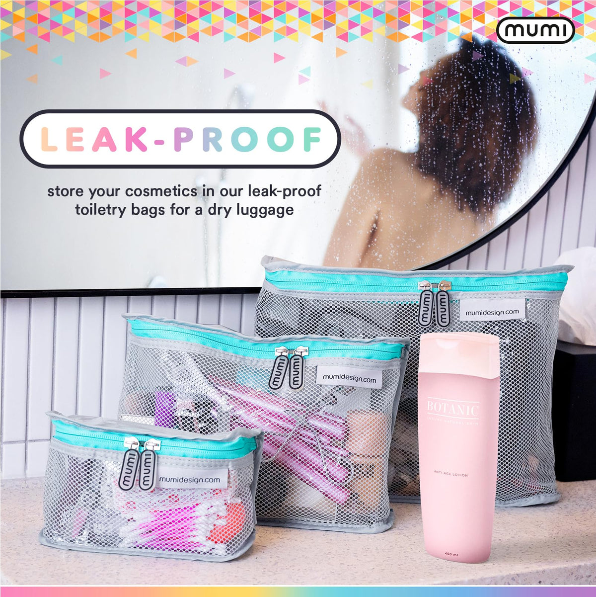 MUMI TSA-approved clear bag enabling quick security checks