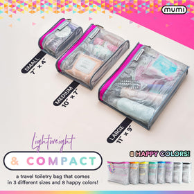 Compact, water-resistant bags support skincare routines during vacations