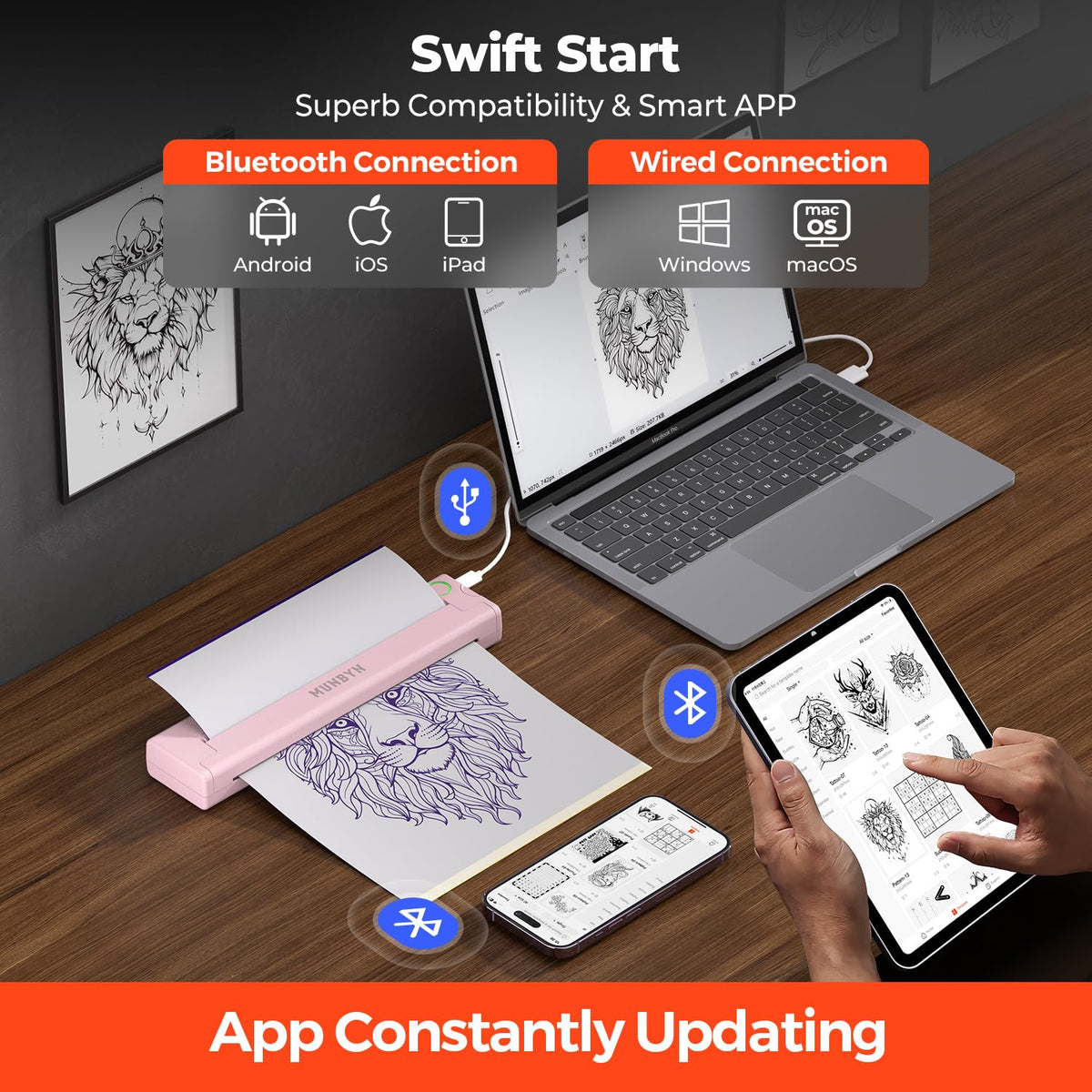 MUNBYN ITP05 app library offers ready made stencils for beginners