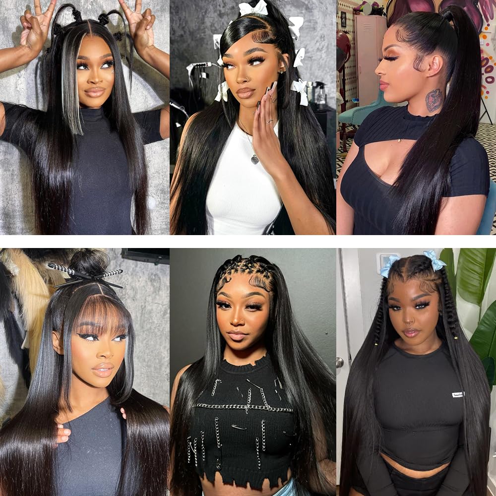 MUNONG long-density straight wig delivers fullness and movement.