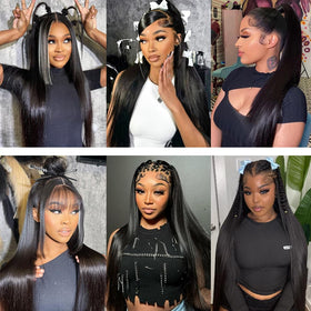 MUNONG long-density straight wig delivers fullness and movement.