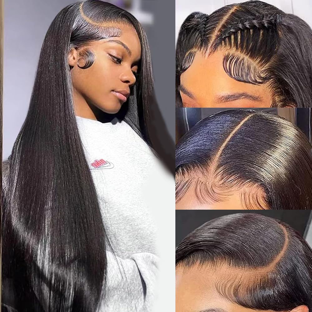 MUNONG straight lace front wig, 28 inch, natural-looking length for daily wear.