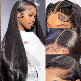 MUNONG straight lace front wig, 28 inch, natural-looking length for daily wear.