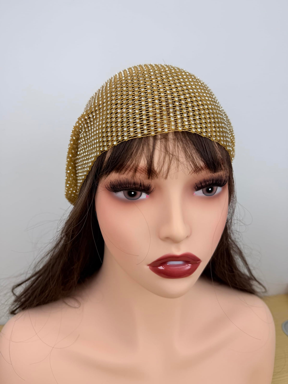Munyee Hua gold hijab accessory versatile for cocktail and dance events