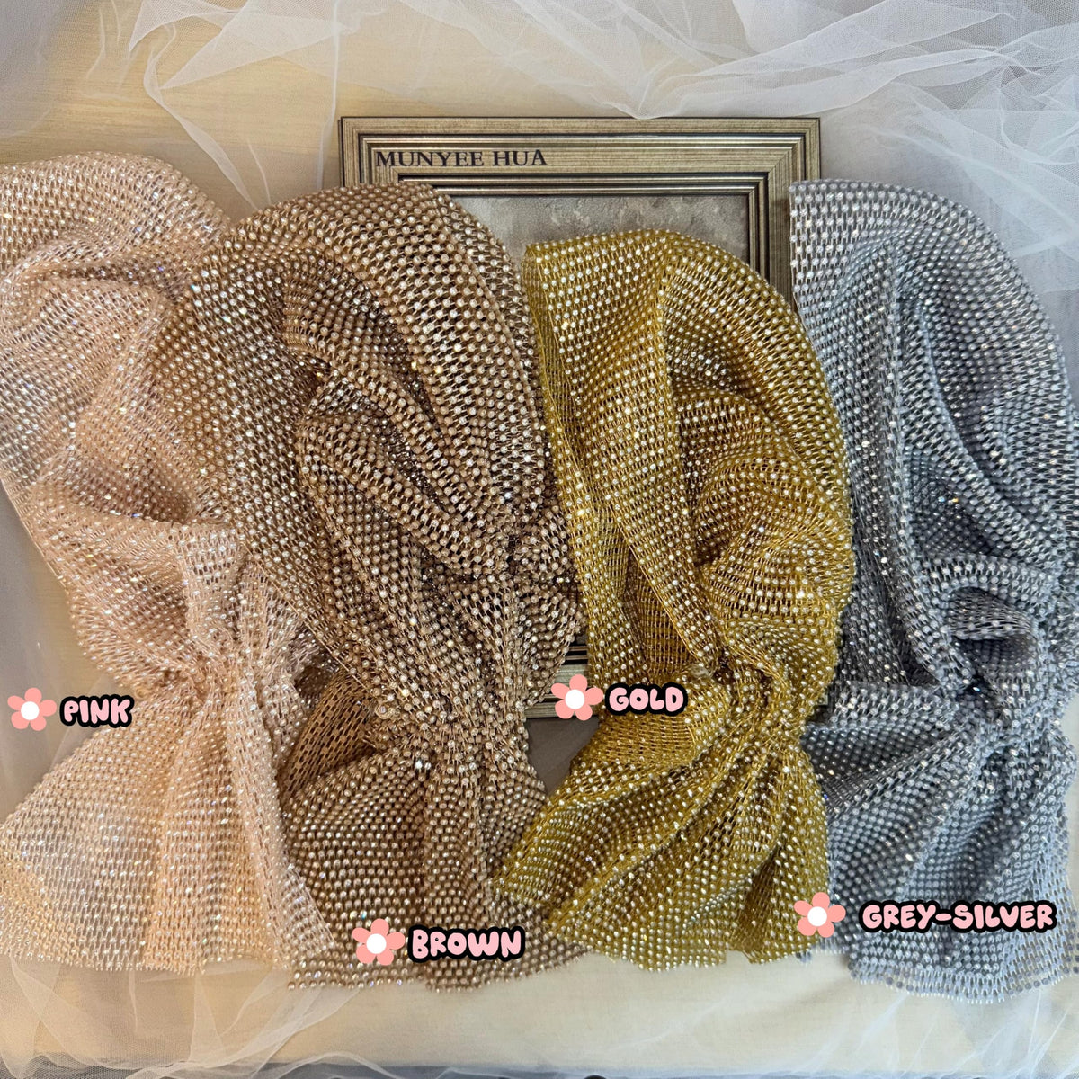 Munyee Hua rhinestone headscarf gold side view for dazzling festival looks