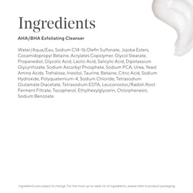 Murad AHA/BHA Exfoliating Cleanser packaging box displays brand and product name.