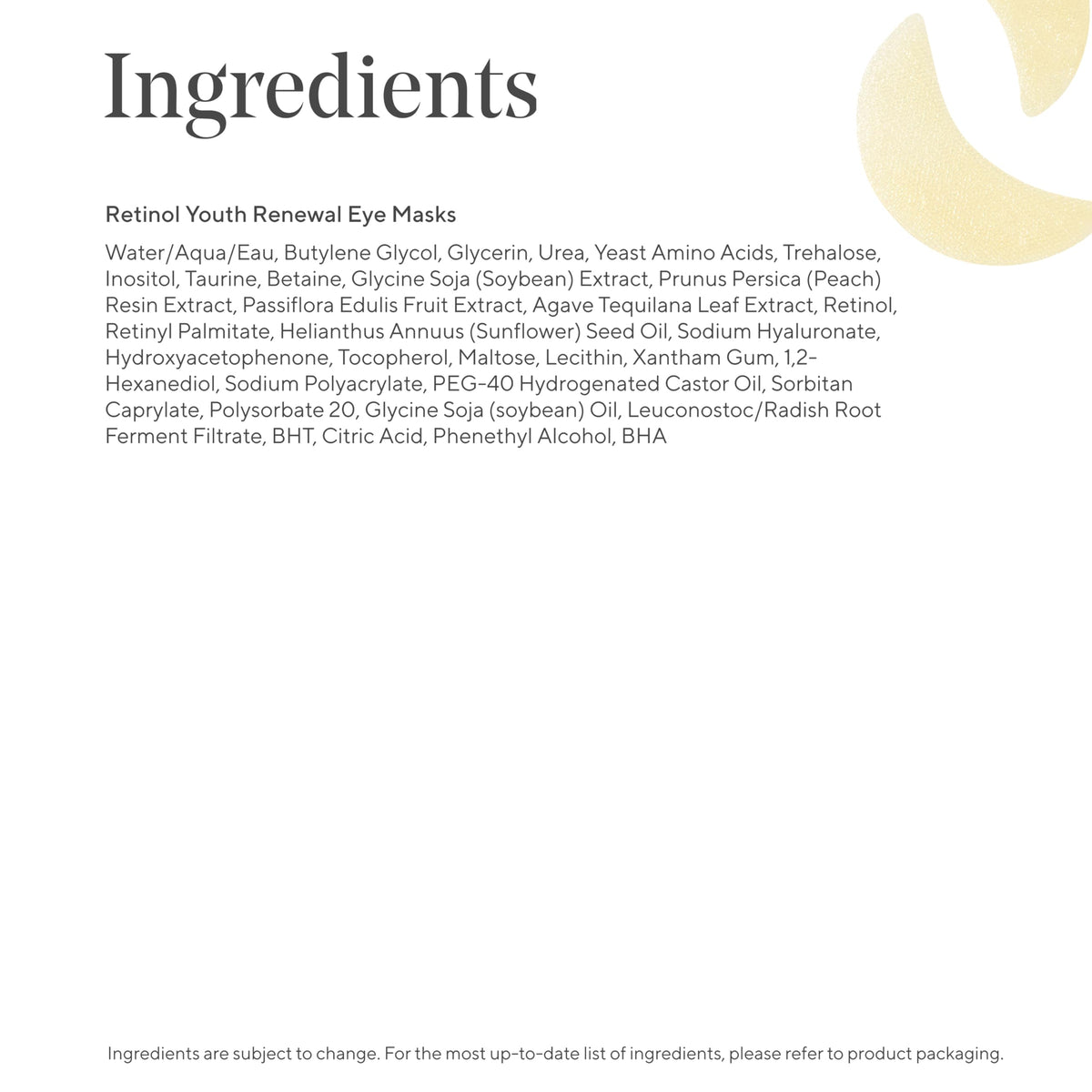 Murad blue agave eye mask segment highlighting firming and brightening ingredients.
