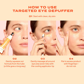 Murad brightening eye cream application demonstrating instant light reflection.