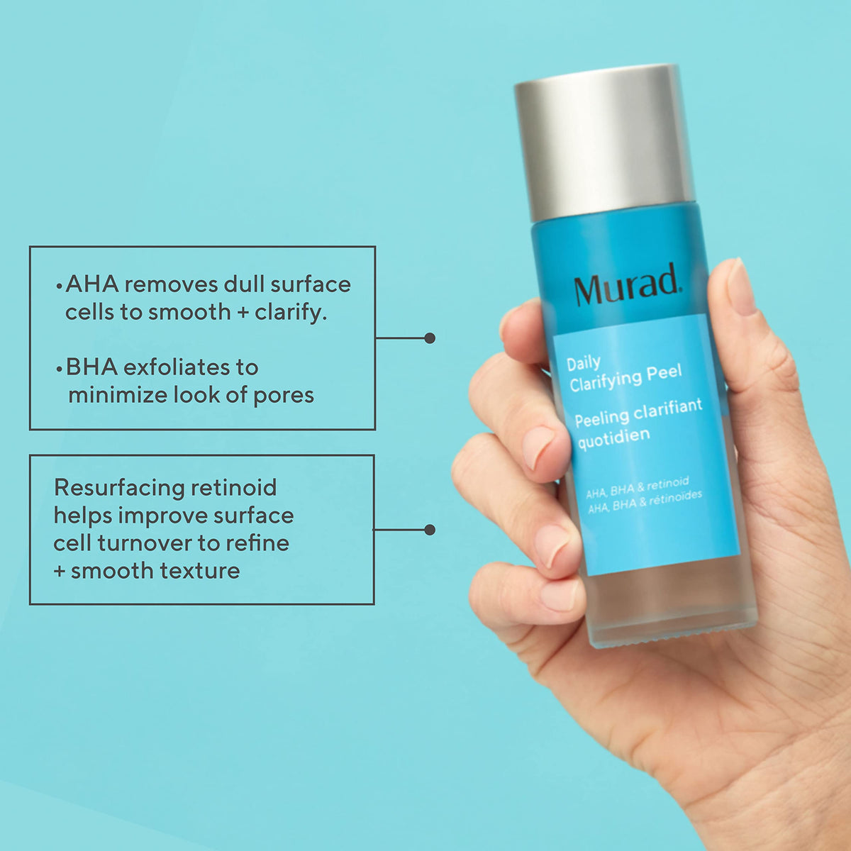 Murad Daily Clarifying Peel cotton pad application for nightly exfoliation.