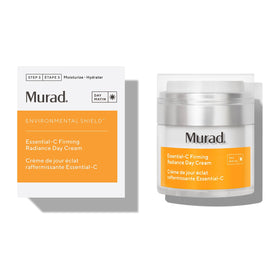 Murad Essential-C Firming Radiance Day Cream bottle close-up highlighting brightening hydration.