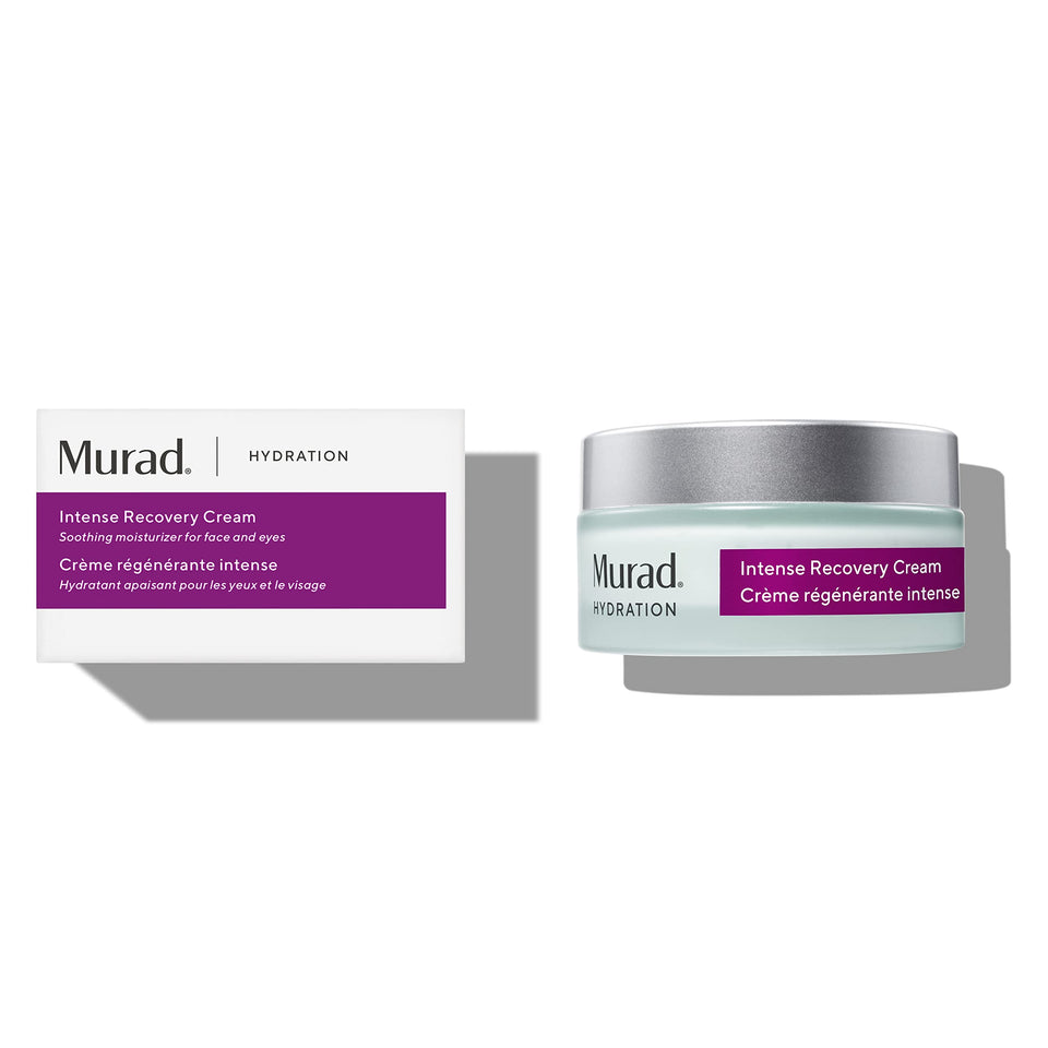 Murad Intense Recovery Cream jar close-up showing rich hydration for dry skin.
