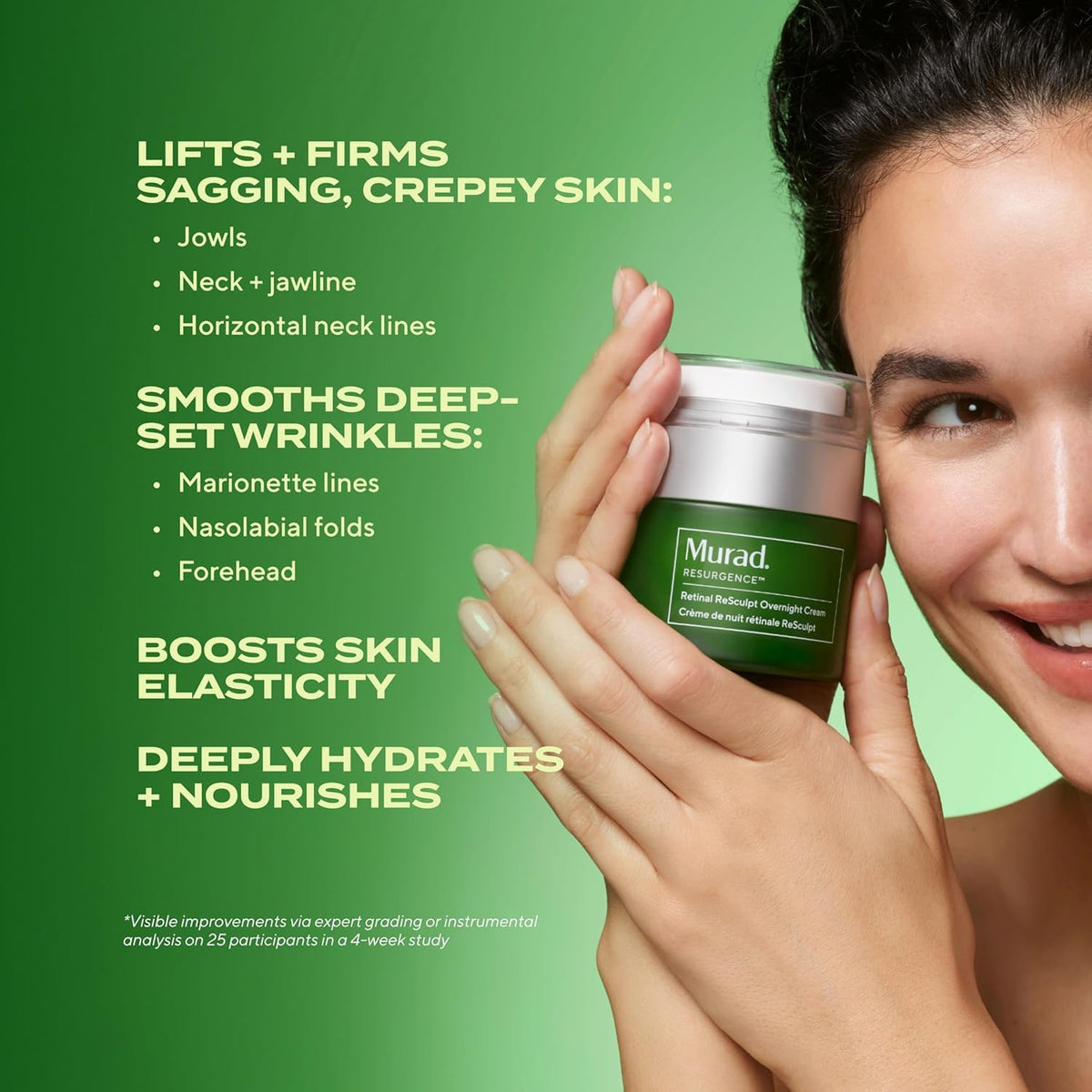 Murad Retinal ReSculpt face and neck cream addressing sagging and texture.