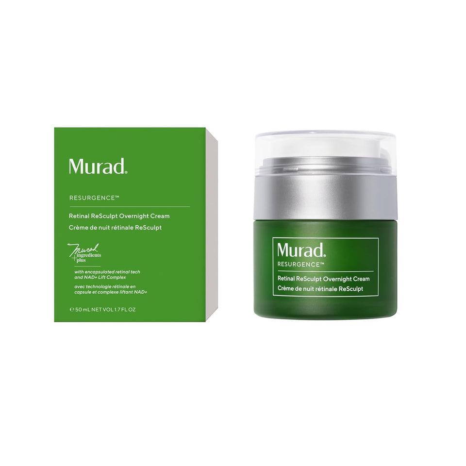 Murad Retinal ReSculpt overnight cream jar showcasing rich texture for nighttime hydration.