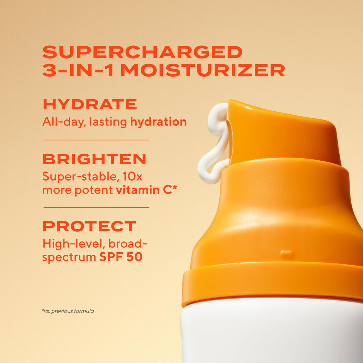 Murad Superactive Brightening Moisturizer SPF 50 travel bottle closeup shows sheer, fast-absorbing protection.