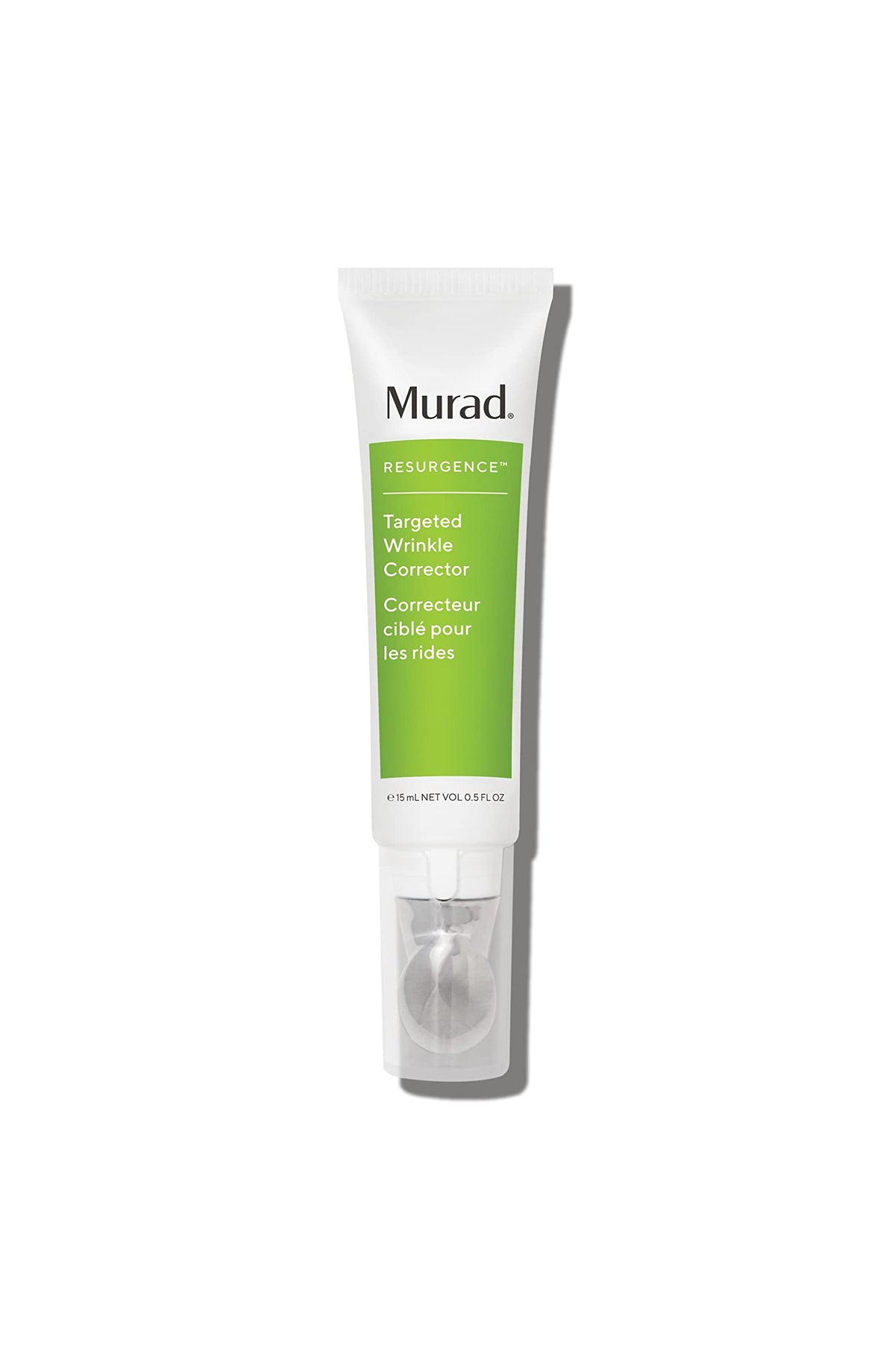 Murad Targeted Wrinkle Corrector bottle close-up showing hydrating formula for smoother skin.