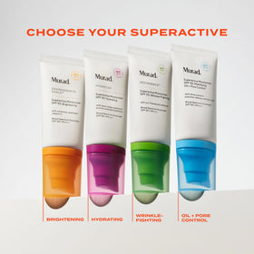 Murad travel-size brightening moisturizer SPF 50 on skin promises portable sun protection.