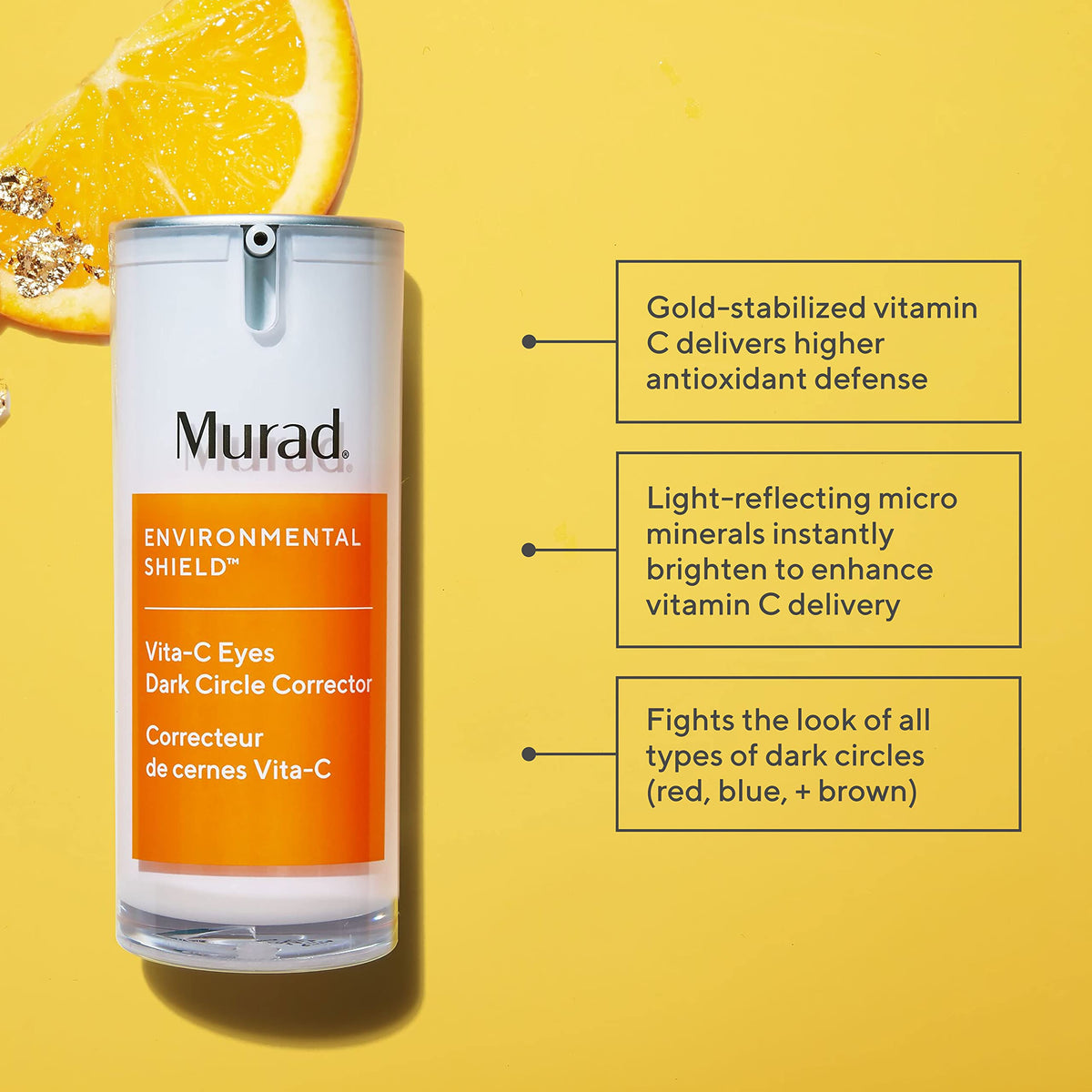 Murad Vita-C Eyes serum dropper for even distribution and cooling feel.