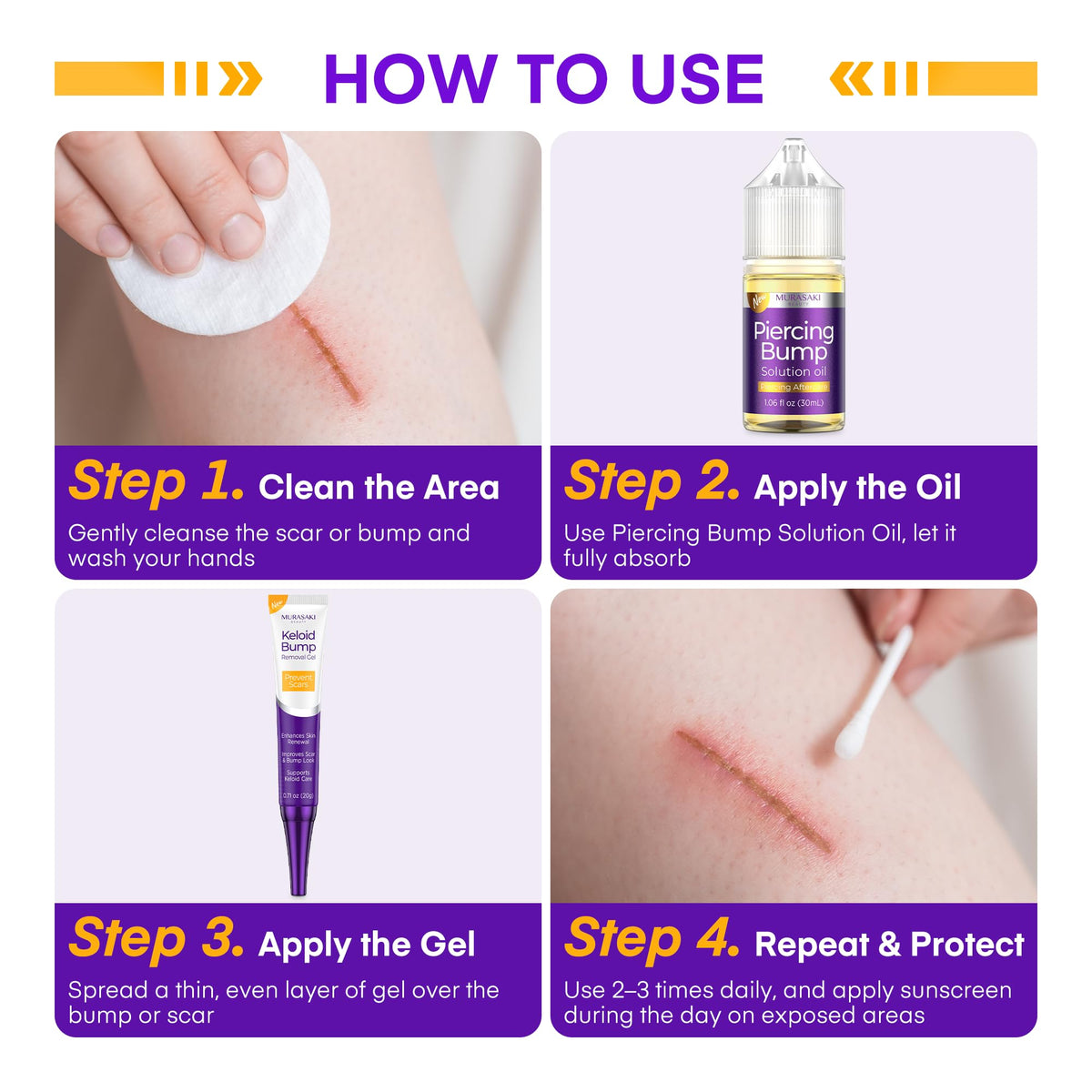 Gel applied to ear or facial skin showing daily care use.