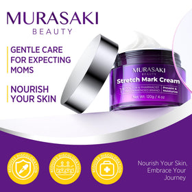 MURASAKI BEAUTY pregnancy cream on breasts with gentle hydration and itch relief