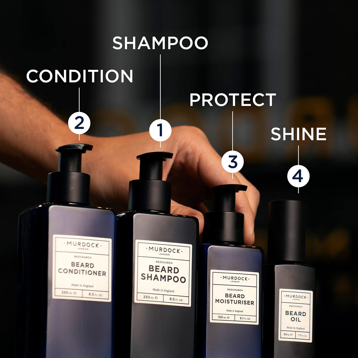 Murdock London conditioner being applied to a beard for smoother texture