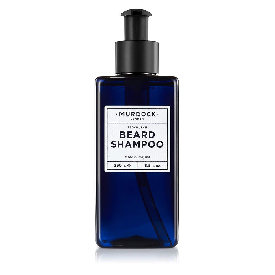 Murdock London beard shampoo bottle front view highlighting premium formula