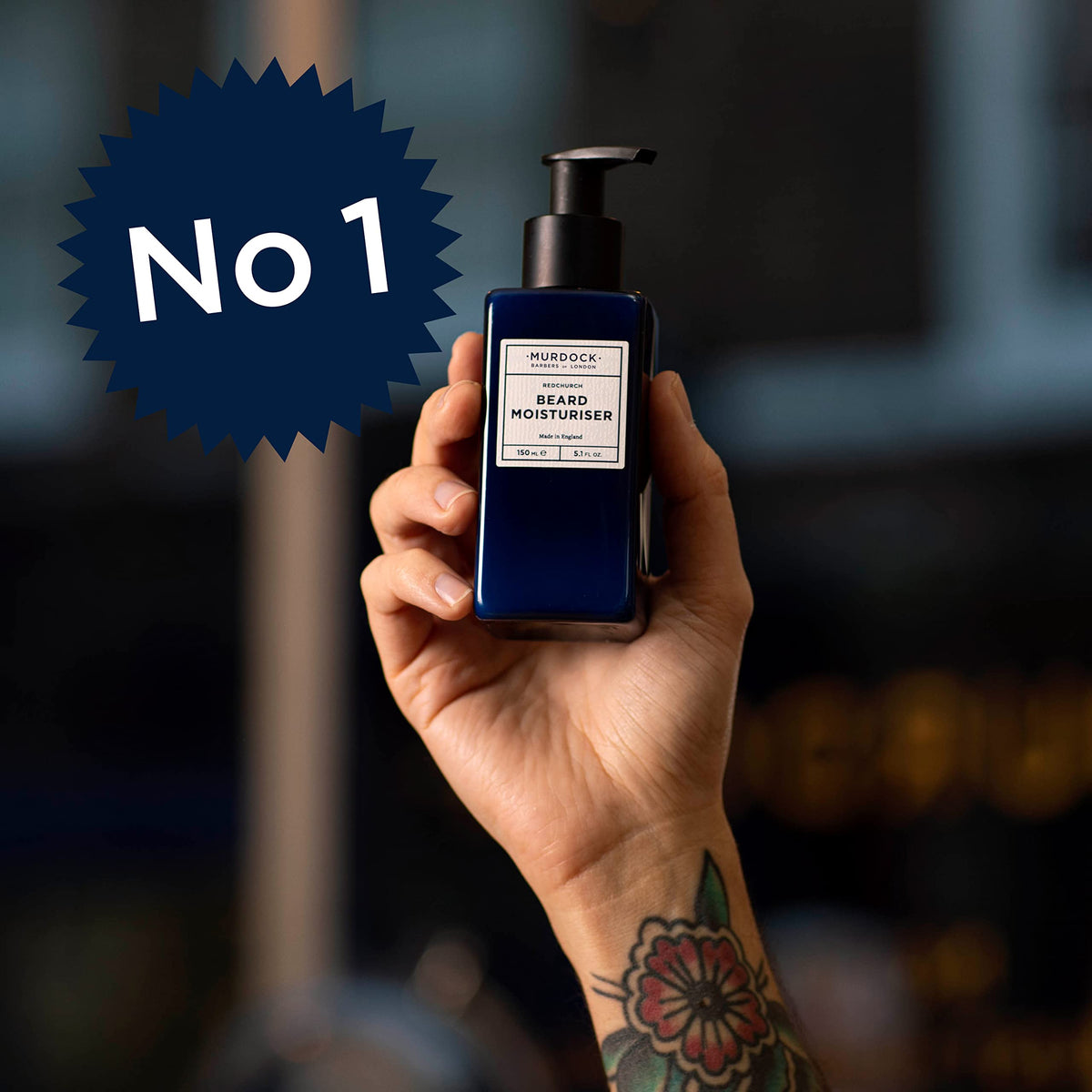 Murdock London label packaging highlights clean ingredients and barbershop heritage.