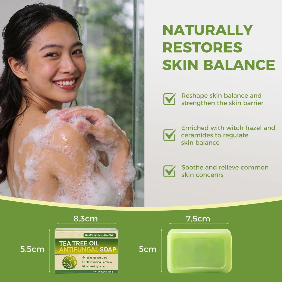 MUREND Tea Tree Soap texture shows natural exfoliating particles for smoother skin