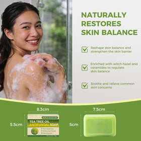 MUREND Tea Tree Soap texture shows natural exfoliating particles for smoother skin