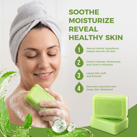 MUREND Tea Tree Soap with foaming net demonstrates rich lather for cleansing