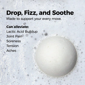 Muscle Rehab bath bomb with epsom salts for a relaxing soak.