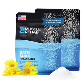 Muscle Rehab Epsom Salt Bath Soak two-pack display for flexible recovery.