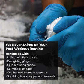 Muscle Rehab epsom salt close-up highlighting magnesium sulfate benefits.