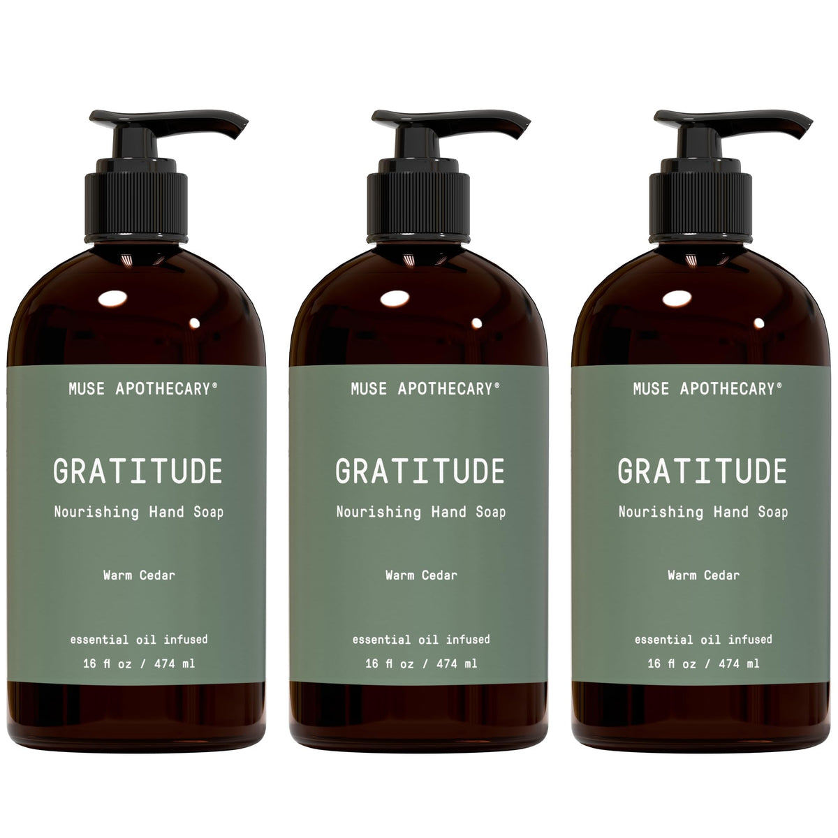 Muse Apothecary Hand Ritual bottle front with cedar notes for a soothing aromatherapy moment