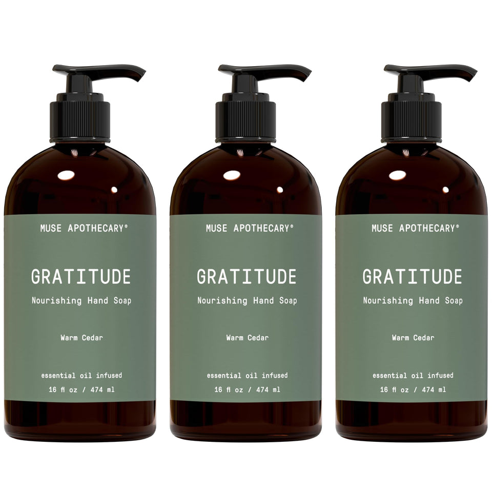 Muse Apothecary Hand Ritual bottle front with cedar notes for a soothing aromatherapy moment