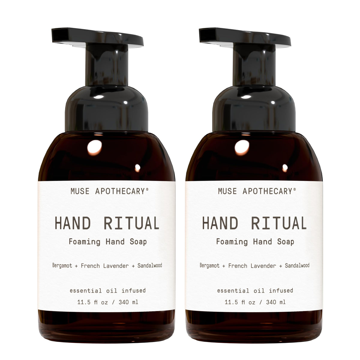 Muse Apothecary Hand Ritual bottle front with bergamot-lavender-sandalwood aroma for daily pampering