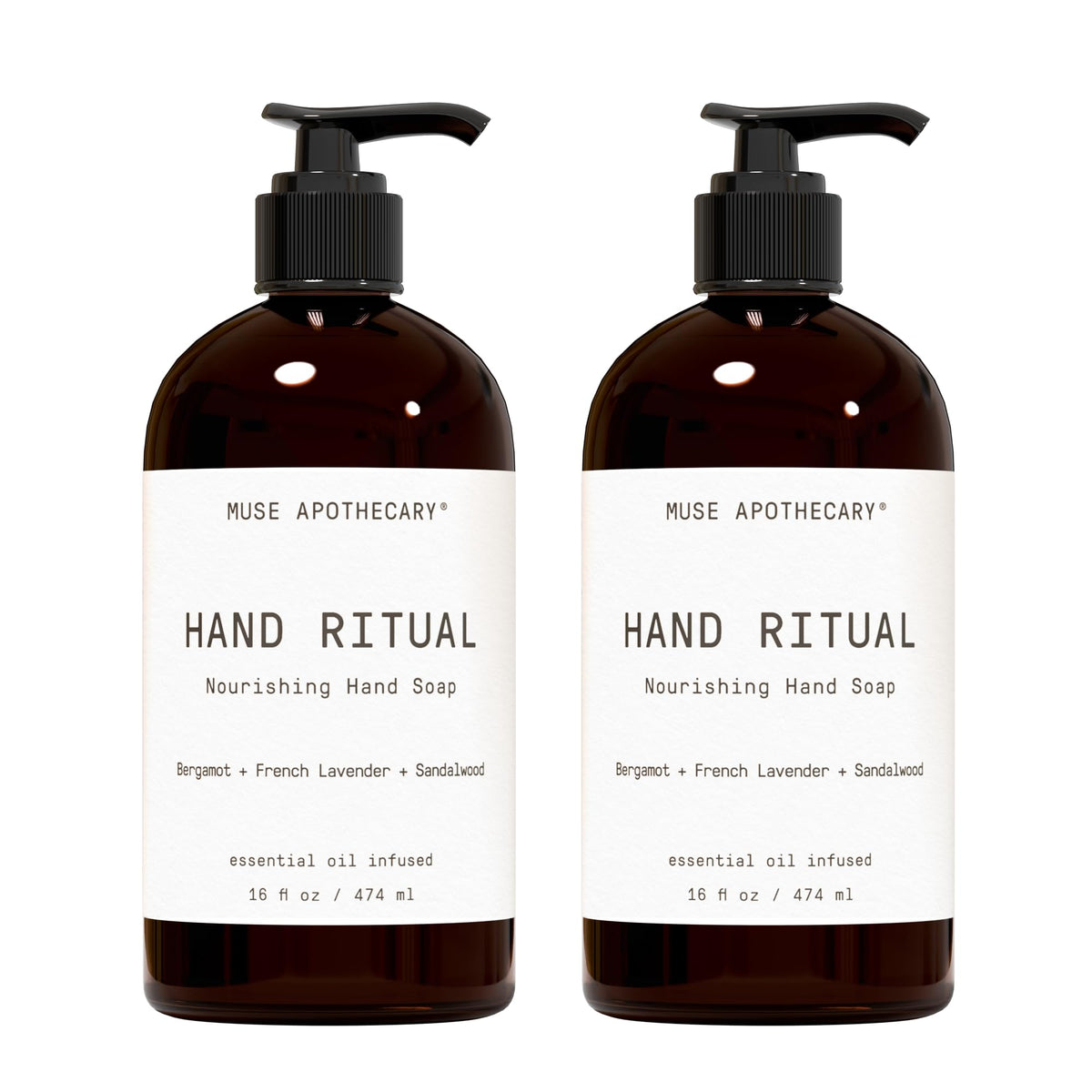 Muse Apothecary Hand Ritual bottle pour demonstrates easy dispensing for daily care