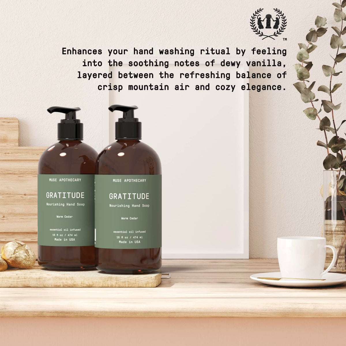 Leaping Bunny cruelty-free badge visible on Muse Apothecary Hand Ritual label.