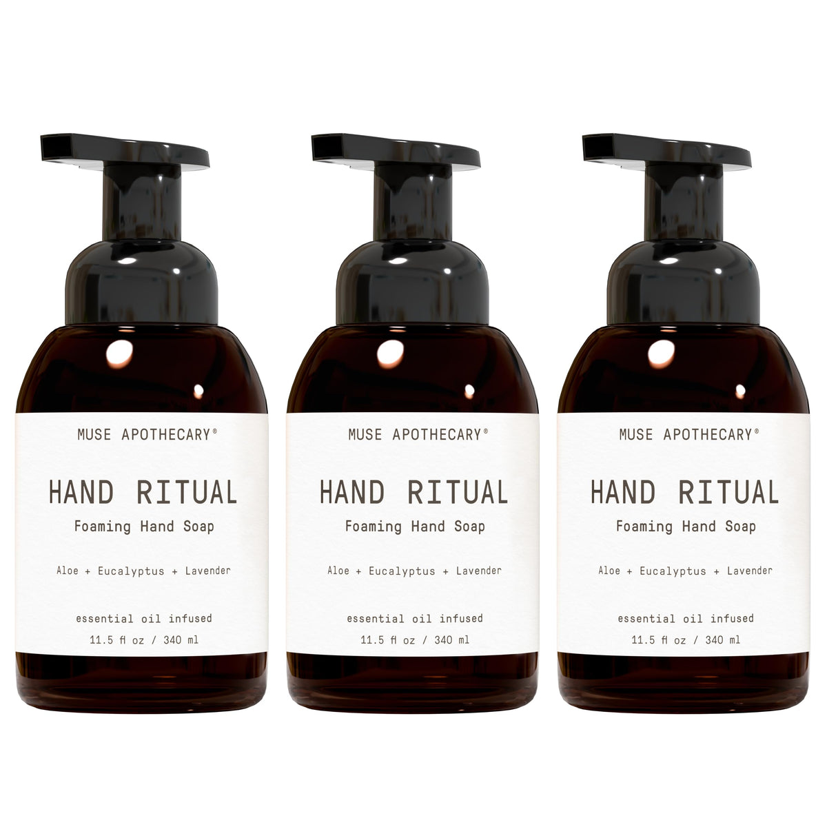 Muse Apothecary Hand Ritual foaming lather in a close-up, gentle daily cleansing.