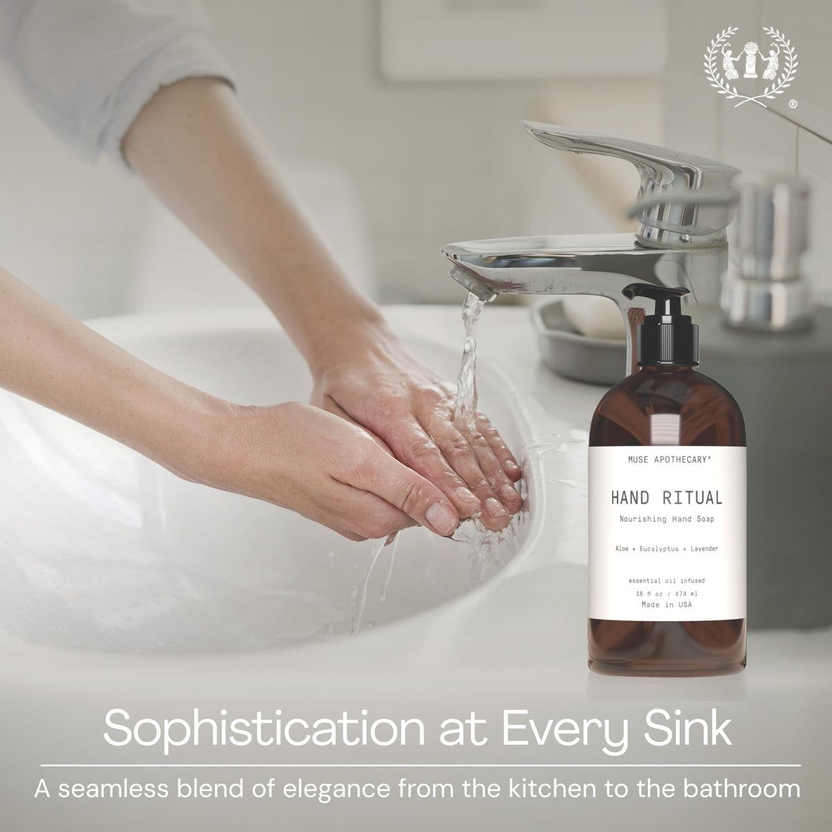 Muse Apothecary Hand Ritual USDA Biobased logo signals eco-friendly formula.