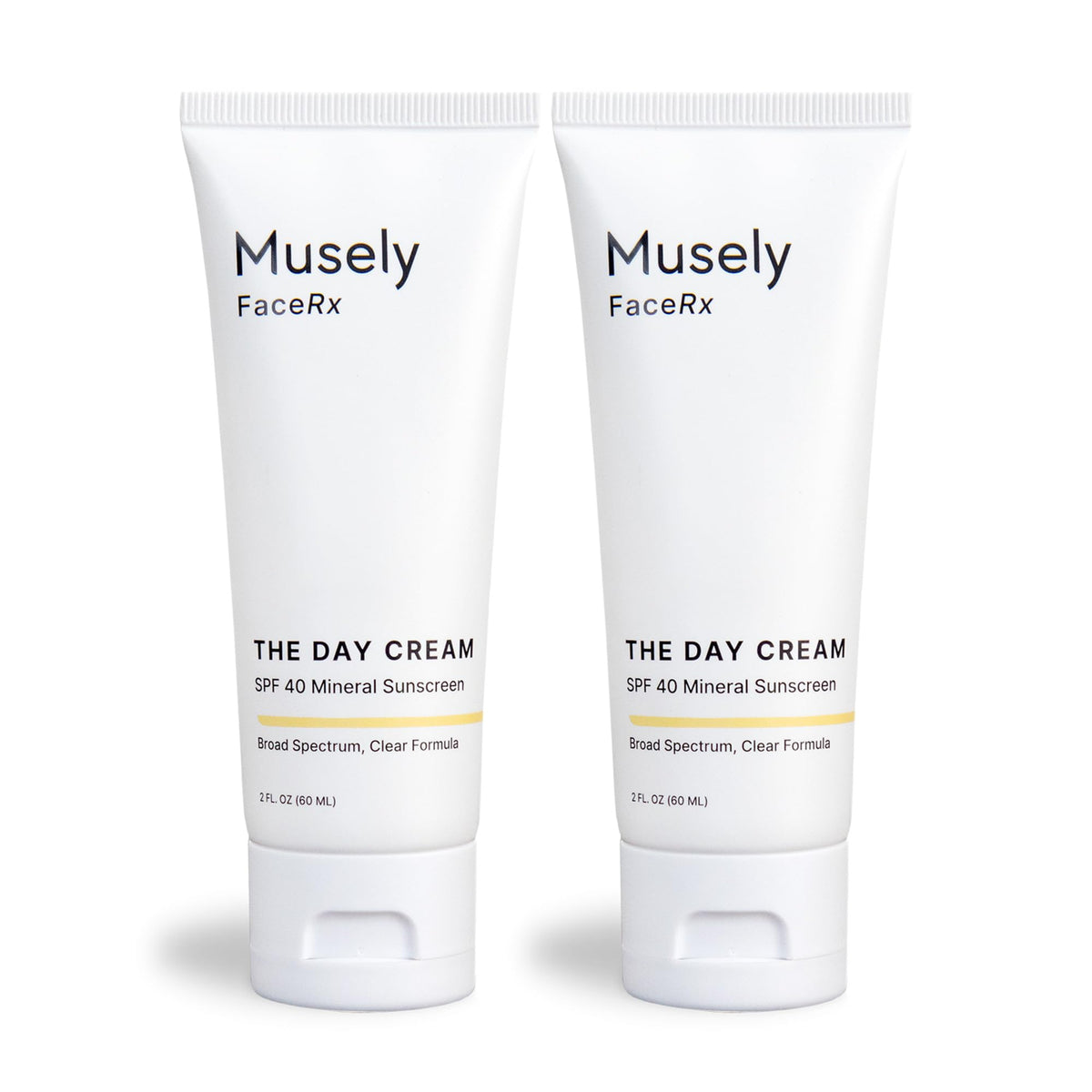 Musely Day Cream SPF 40 bottle close-up showing protective sunscreen packaging.