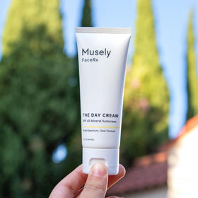 Musely day cream ingredients panel highlights gentle, skin-friendly formulas.