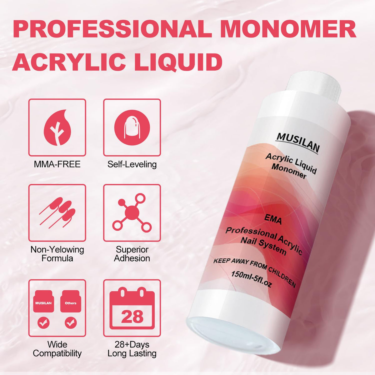 MUSILAN acrylic liquid two bottles pack for DIY nail projects