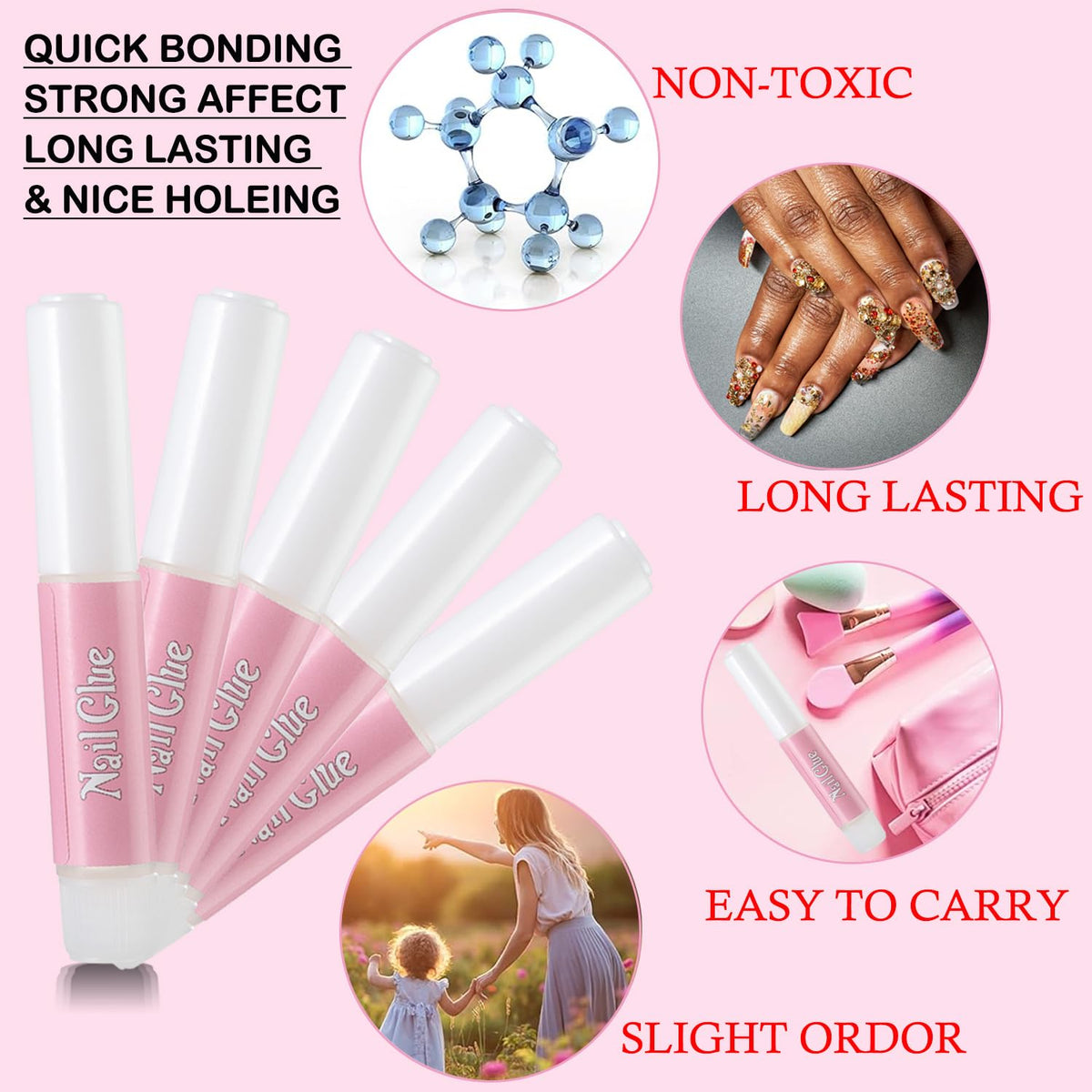 MUSILAN Nail Glue fast drying action for quick at home nails