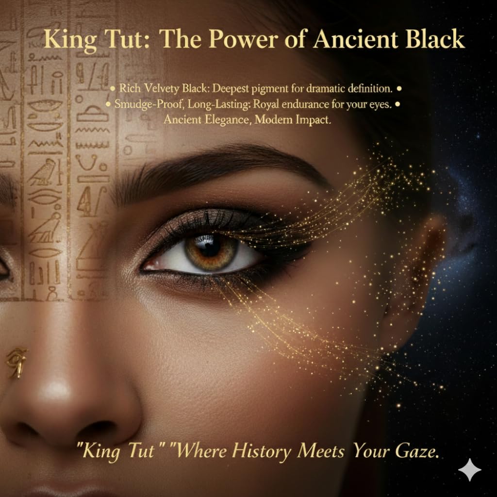 Swatch on skin reveals deep black finish inspired by traditional Egyptian Kohl.